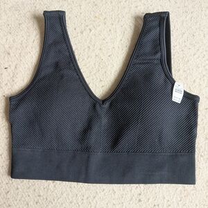 Black Ribbed Women's Bralette NWT Size M